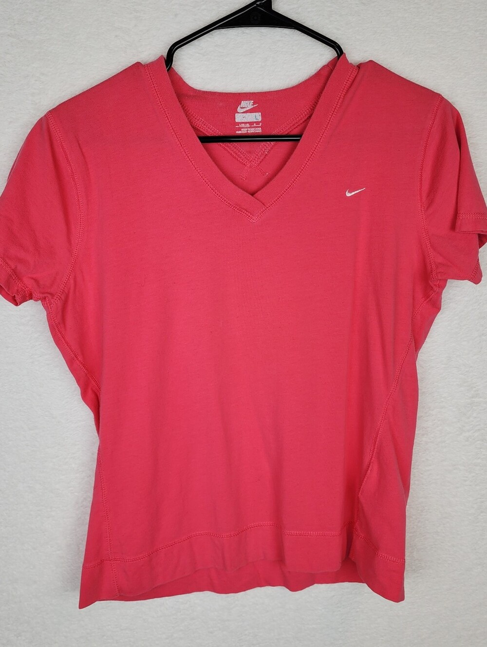 NIKE Pink Cotton V Neck Athletic Top L
